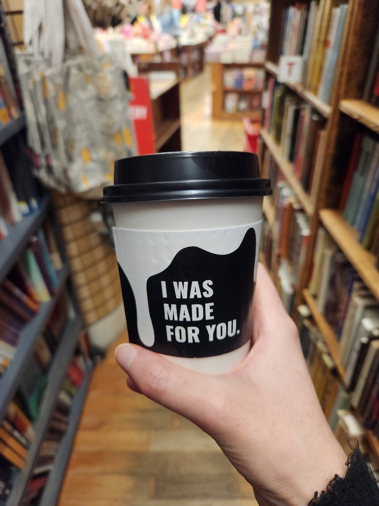 Cozy bookstore coffee
