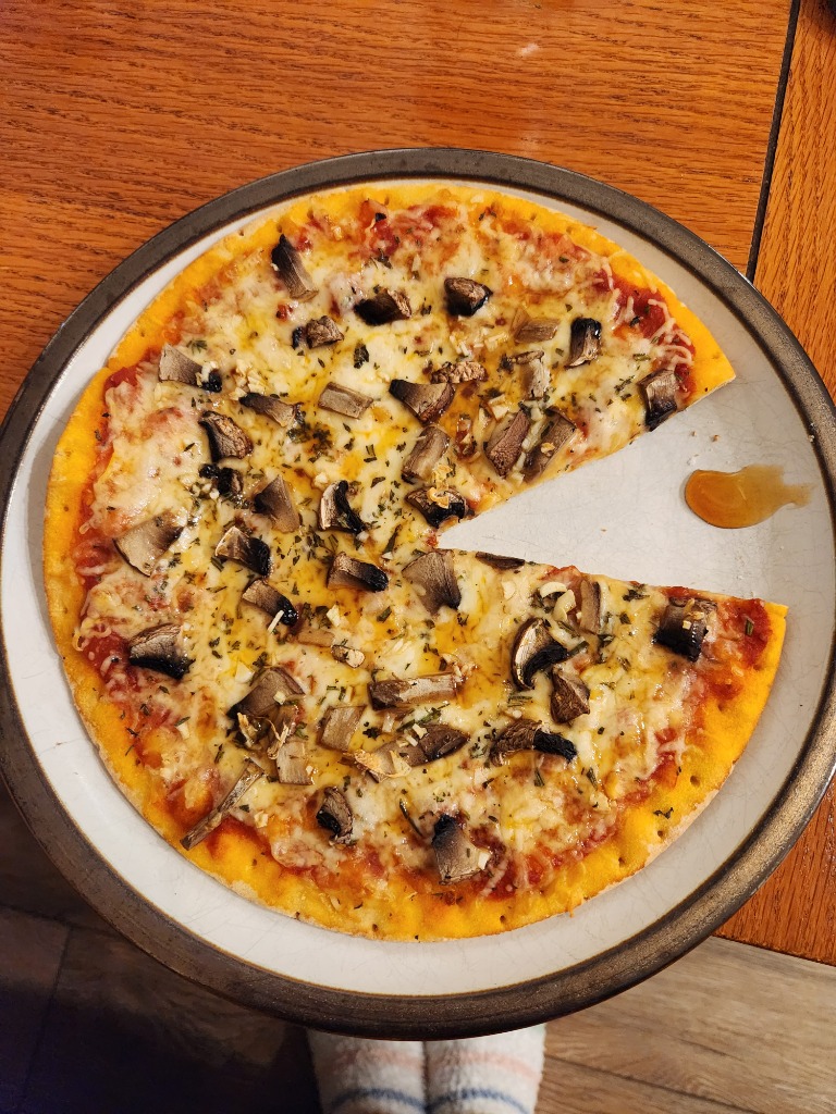 Artisan wood-fired mushroom pizza